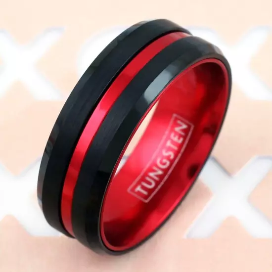 6/8mm Tungsten Carbide Defend the Line Wedding Band Ring 8-Plated Colors