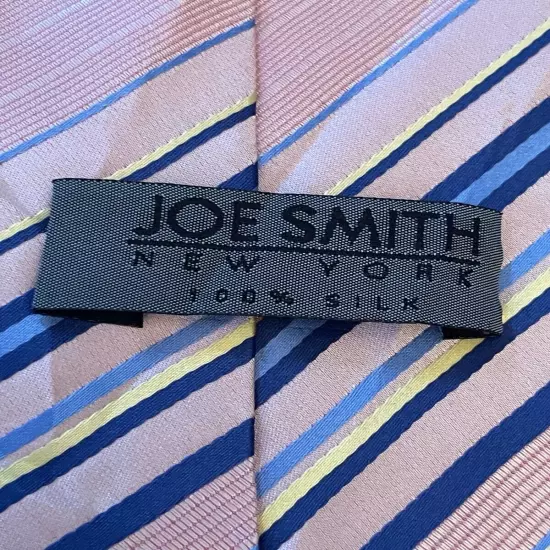 Joe Smith New York Pink Blue 100% Silk Men’s Neck Tie