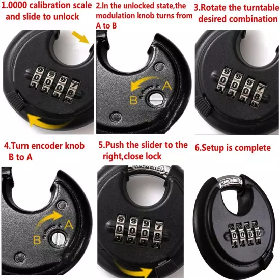 szhdxsy Outdoor Combiantion Padlock - 4 Digit Heavy Duty Disc Lock with Harde...