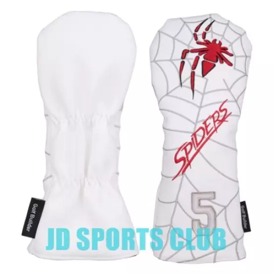 White PU with Spider Embroidery Golf Club Fairway Wood Head Cover For Odyssey