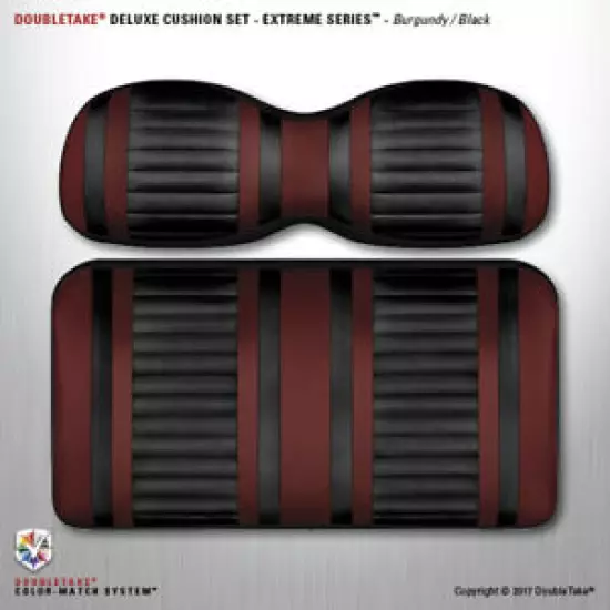 Extreme Double Take Golf Cart Seat Cushions (burgundy/black)