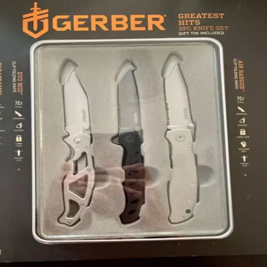 Gerber Greatest Hits Folding Knife Gift Set of 3 in Gift Tin NEW SEALED