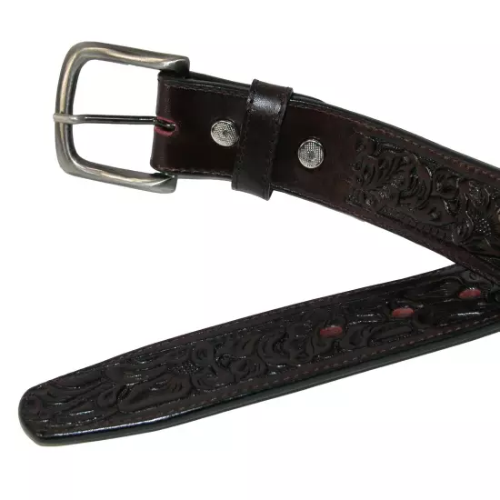 New CTM Embossed Leather Money Belt with Removable Buckle