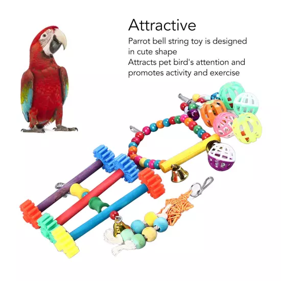 Bird Toy Set Colorful Climbing Chewing Swing Bell String Ball Parrot Cage Toys