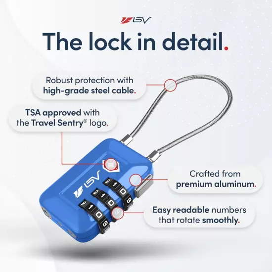 TSA Approved Luggage Travel Lock, Set-Your-Own Combination Lock for School Gym L