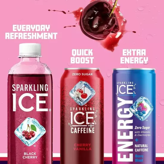 Sparkling Ice, Black Cherry Sparkling Water, Zero Sugar Flavored Water, with Vit