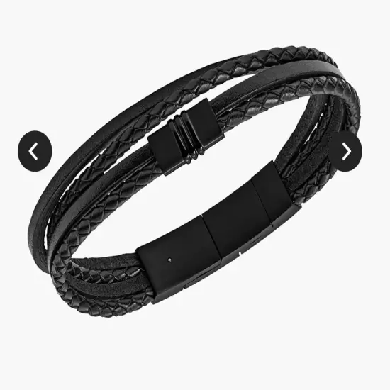 Fossil Men's Casual Stainless Steel and Leather Bracelet Black JF04203040 NEW