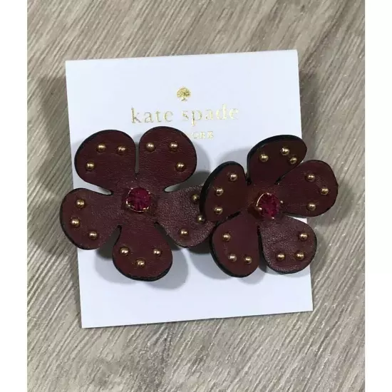 kate spade Blooming Bling Leather Flower Stud Earrings Russet Multi