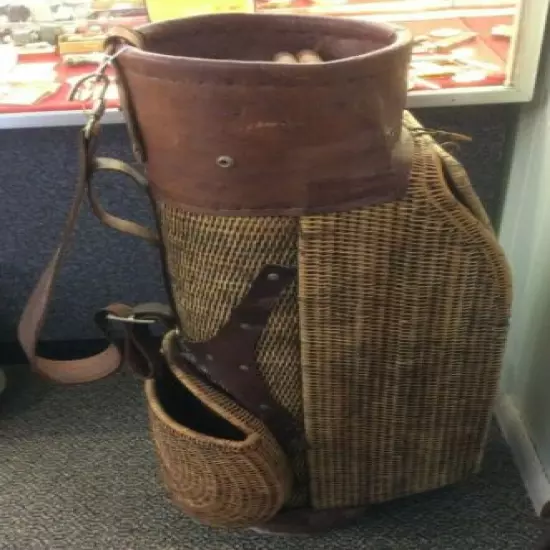 Wicker & Leather Antique Golf Bag - check it out !!