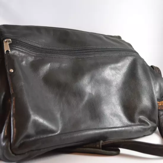 Canyon Outback Leather Goods Black Genuine Leather Large Messenger Bag