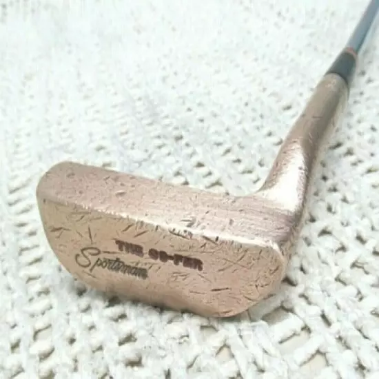 Vintage SPORTSMAN The Go-Fer Brass Mallet Putter 35.25" RH ~ Firm Steel Shaft 