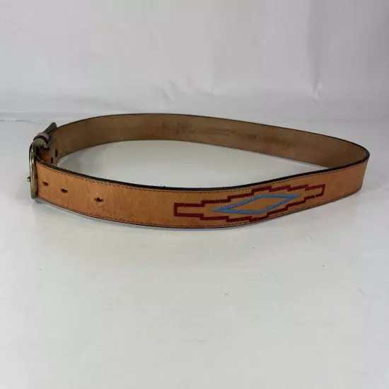 Stitched Brown Top Grain Bridle Leather Western Belt - USA - Men's Size 36