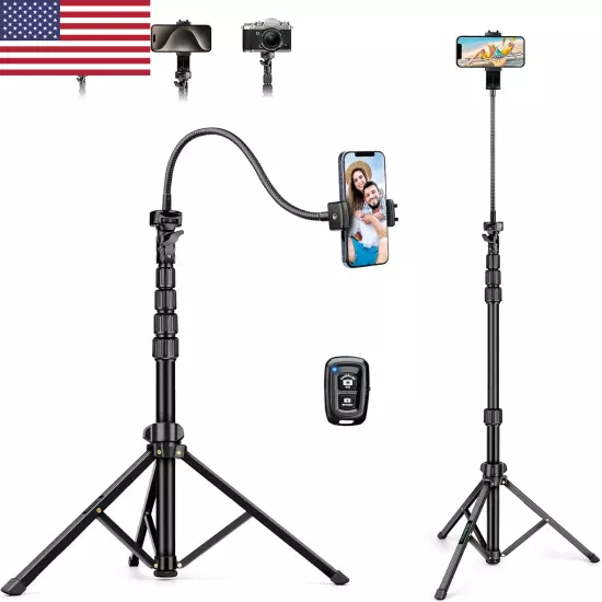 88" Tripod for Iphone, Phone Tripod with Gooseneck and Remote, Portable Cell Ph