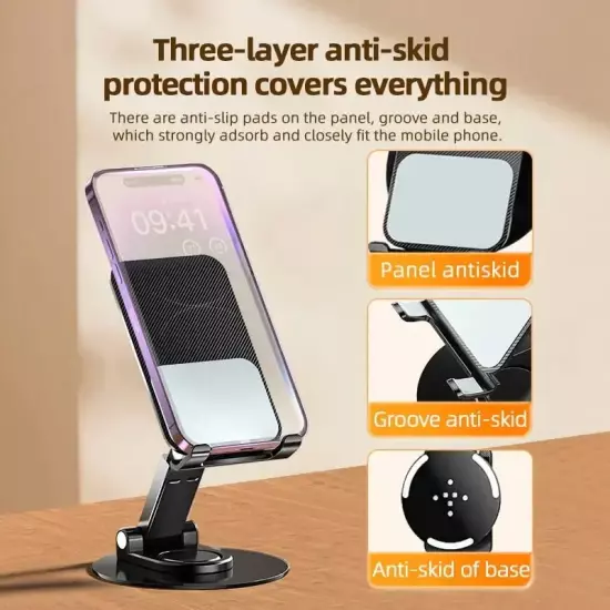 360 Rotating Mobile Phone Holder Aluminum Alloy Portable Foldable Lazy Desktop L