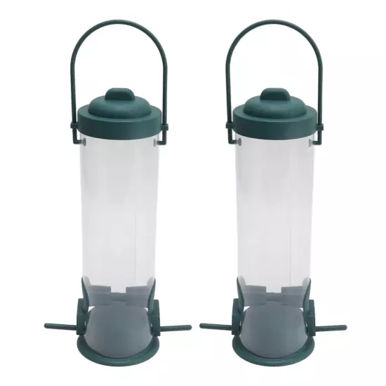 2 Set Bird Tube Feeder Plastic Transparent Hanging Finch Feeder Garden