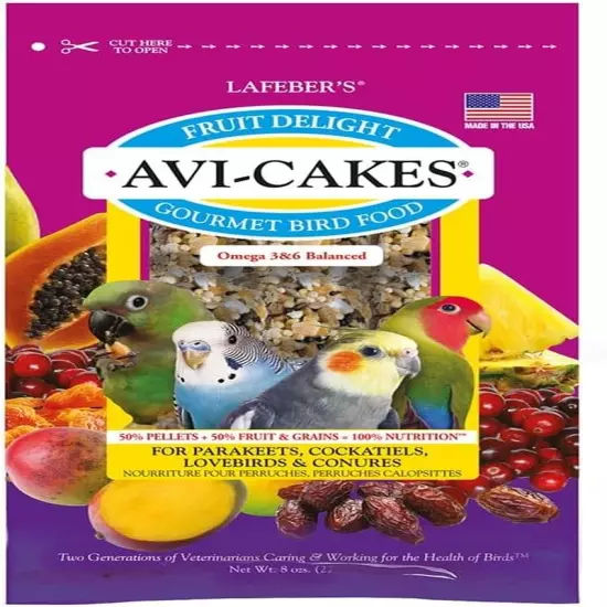 Fruit Delight Avi-Cakes Pet Bird Food, Made with Non-Gmo and Human-Grade Ingredi