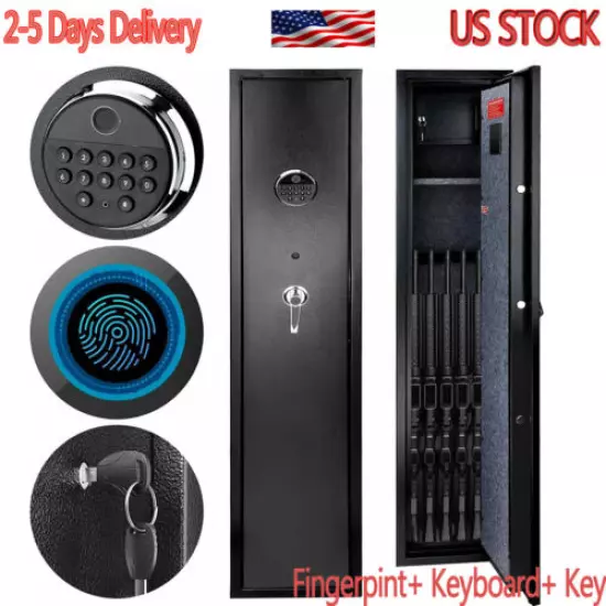 Fingerprint+ Keypad Large Quick Access 5 Gun Rifle Safe Cabinet Digital Security