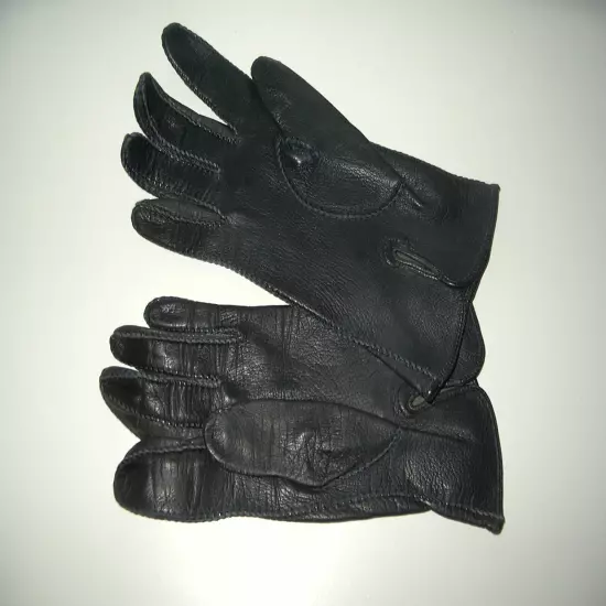 Vintage 50's Czechoslovakia Black Kid Leather Gloves - Small