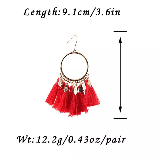 Fashion Women Bohemian Earrings Long Tassel Fringe Drop Dangle Ear Stud Jewelry