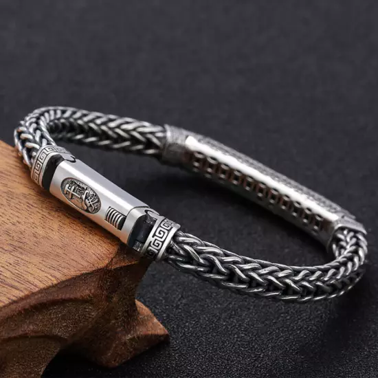 Men's Real Solid 925 Sterling Silver Bracelet Jewelry Braided Twist Chain 7.9"