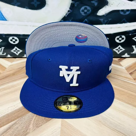 New Era 7 1/4 Upside Down Logo Exclusive LA Dodgers Los Angeles Blue Hat Rare