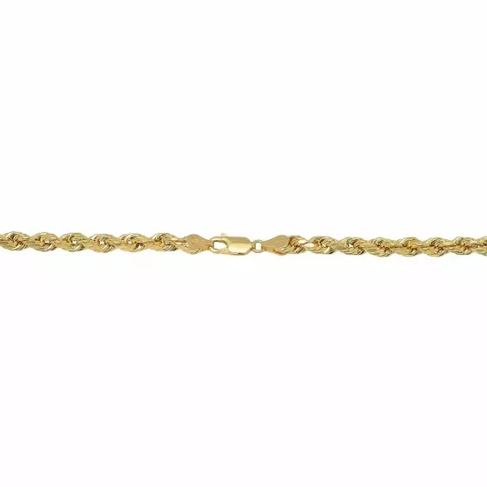 10k Yellow Gold Light 2mm-7mm D/Cut Rope Chain Necklace Size 16"-30" Hollow