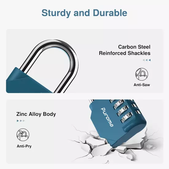 2-Pack 4-Digit Combination Lock Waterproof Padlock for Locker Toolbox Gate