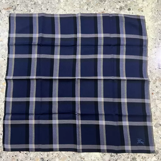 MAN HANKY PLAID & CHECK CLASSIC VTG COTTON POCKET ART SQUARE NAVY BLUE 18” #B56