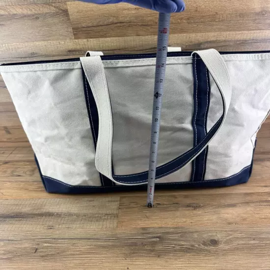 Vtg 90s “E” LL Bean Boat and Tote Navy Blue Canvas Bag USA Zip Closure at Top