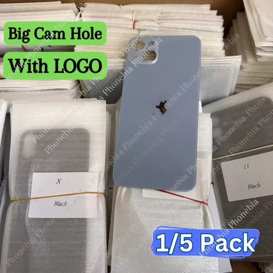 Replacement Rear Back Glass Big Hole For iPhone 14 13 12 11 Pro XR XS X 8 SE Lot