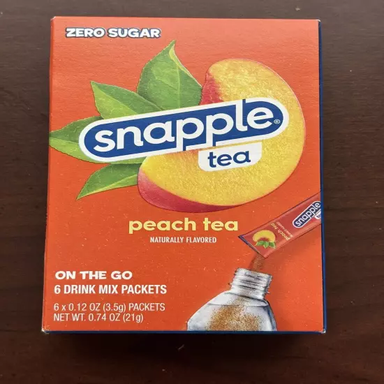 2 Snapple Peach Tea Sugar Free Drink Mix Singles to go Free Shipping