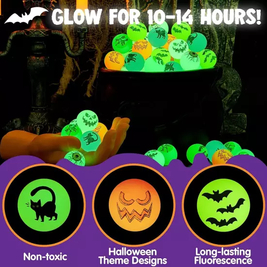 JOYIN 72 PCS Halloween Bouncy Balls, Glow in The Dark Bouncing Balls... 