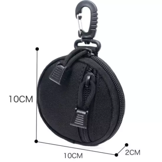 2pcs Black Tactical EDC Key Coin Pocket with Hook Waist Bags Accessories Pouches