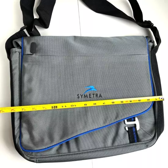 Symetra Gray Blue Laptop Computer Ipad Bag Pockets Shoulder Strap NEW