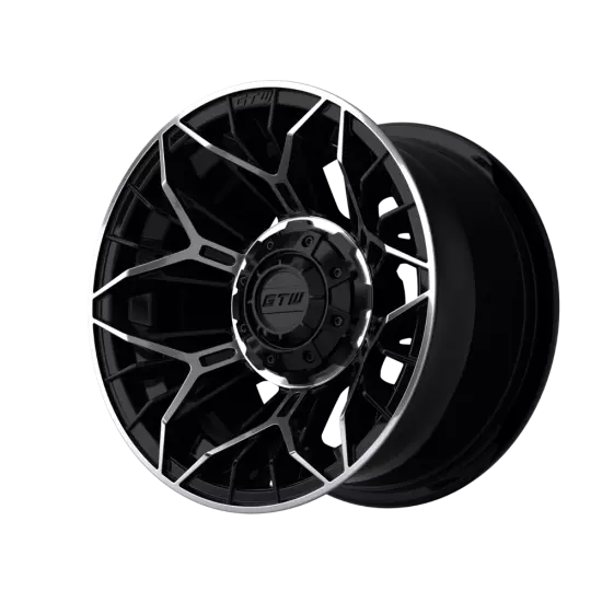 GTW Stellar 12x7 Matte Black/Machined Aluminum Golf Cart Wheel | 3:4 Offset