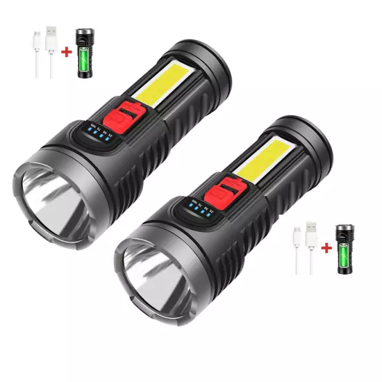 1/2/3x LED Super Bright Flashlight USB Rechargeable Torch Tactical Lamp+ Battery