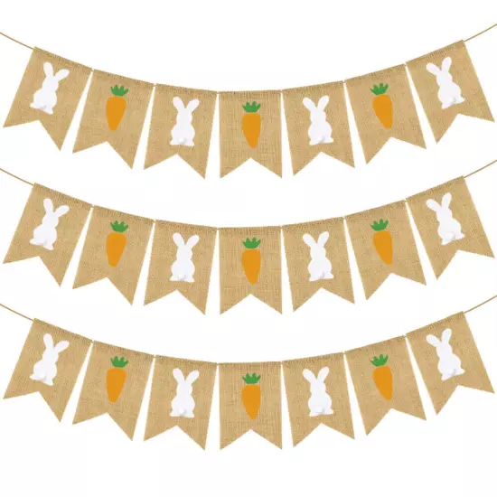 Easter Bunny Carrot Linen Swallowtail Banner for Party