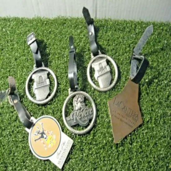 Lot Of 5 Metal Golf Bag Tags Various Courses