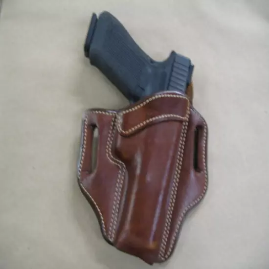 Azula Leather 2 Slot Molded Pancake Belt Holster For Glock 17, 22, 31 CCW TAN