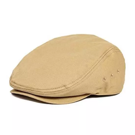  Men Ivy Cap Cotton Twill Newsboy Flat Cap 7 5/8 Khaki