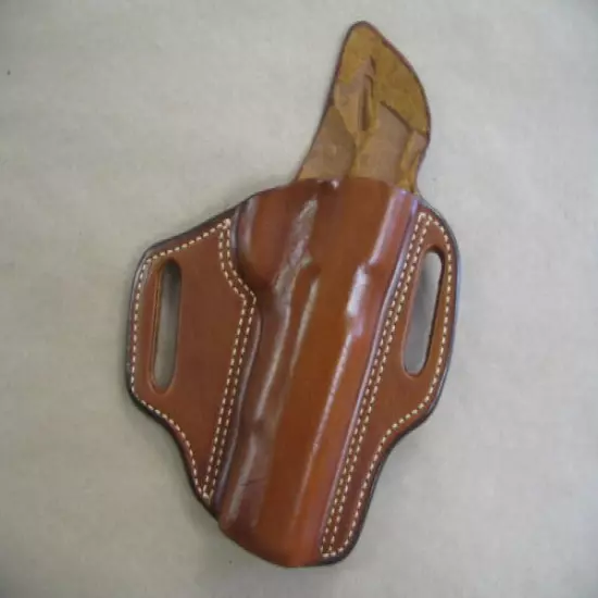 Colt 1911 5" OWB Leather 2 Slot Molded Pancake Belt Holster CCW TAN RH