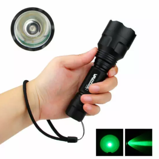 800Yards Green Red White LED Flashlight Predator Hunting Light Weapon Gun Mount