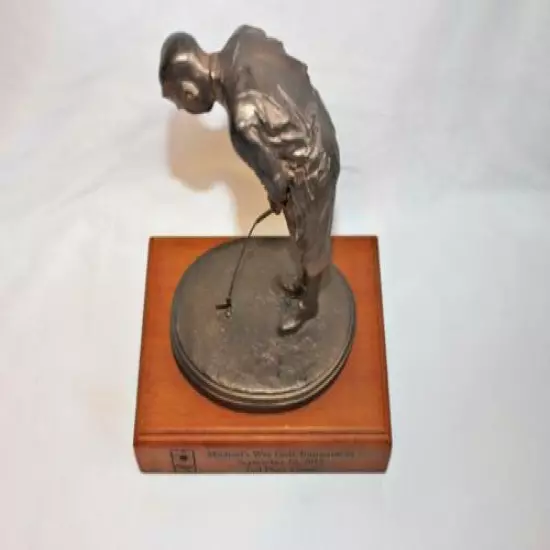 2012 Michael's Way Golf Tournament Trophy Vtg Bronzed Golfer Prize Possessions-P