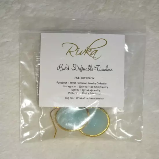 Rivka Friedman Blue Quartzite Earrings 18K Gold Satin Finish $139 Caribbean Blue