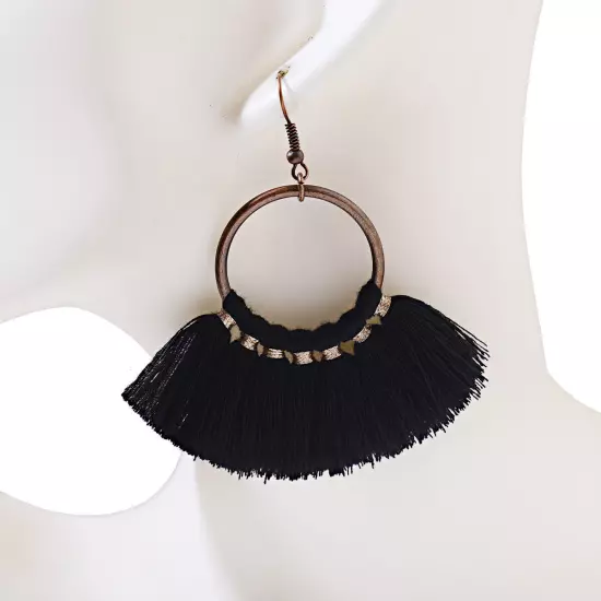 Fashion Women Bohemian Earrings Long Tassel Fringe Drop Dangle Ear Stud Jewelry