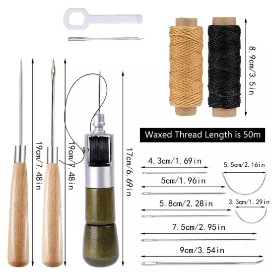 Leather Sewing Tool Kit With Hand Speedy Stitcher Sewing Awl Needle Waxed Thread