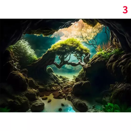 3D Aquarium Fish Tank Background Sticker Landscape Self Adhesive Decors DIY New