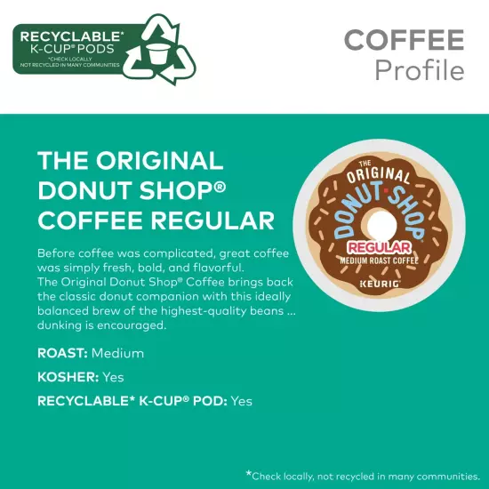 New The Original Donut Shop, Roast K-Cup Coffee Pods, 60 Count Regular Medium