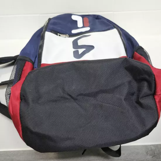 FILA WYATT Retro Backpack Laptop Tablet Bottle Holder Navy Red White Nwot