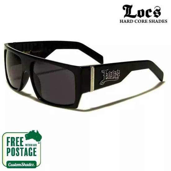 Locs Sunglasses - Men's Large Flat Top Frame - Black - Free Post In Aus UV 400